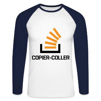 Copier Coller Programmer Software Developer Nerd G - Unisex Baseballshirt langarm - Weiß/Navy - Vorne - Nik (191cm)
