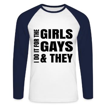 Do It For The Girls Gays And Theys Lesbian Gender - Unisex Baseballshirt langarm - Weiß/Navy - Vorne - Nik (191cm)