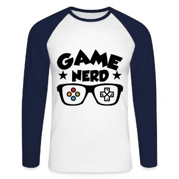 Game Nerd Video Game Player Geek Gaming Gamer Pc C - Unisex Baseballshirt langarm - Weiß/Navy - Vorne - Nik (191cm)