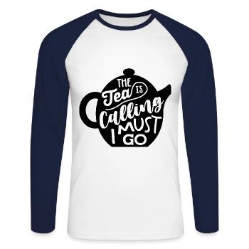 The Tea Is Calling So I Must Go Tea Lover Tea Drin - Unisex Baseballshirt langarm - Weiß/Navy - Vorne - Nik (191cm)