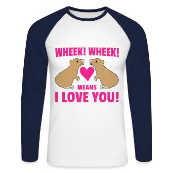 Wheek Wheek Graphic Guinea Pig Owner Pet Cavy Anim - Unisex Baseballshirt langarm - Weiß/Navy - Vorne - Nik (191cm)