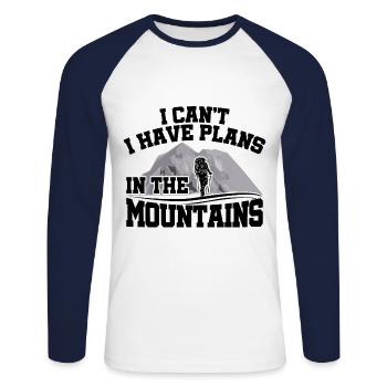I Can't I Have Plans In The Mounatins Hiking Trekk - Unisex Baseballshirt langarm - Weiß/Navy - Vorne - Nik (191cm)