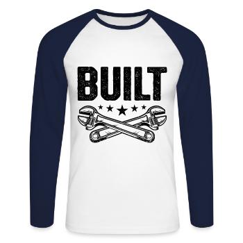 Built Graphic Car Lover Car Mechanic Vehicle Techn - Unisex Long Sleeve Baseball T-Shirt - white/navy - Front - Nik (191cm)