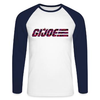G.I. Joe Logo In Red Camouflage Colours - Unisex Long Sleeve Baseball T-Shirt - white/navy - Front - Nik (191cm)