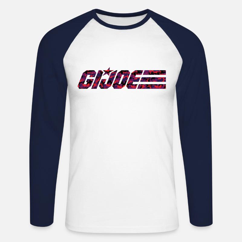 GI Joe-logo i røde kamuflasjefarger - Langermet baseball-skjorte for menn - hvit/marine