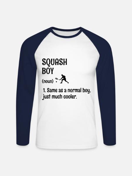 Squash Boy Squash Tennis Player Raquetball Sports - Unisex Long Sleeve Baseball T-Shirt - white/navy