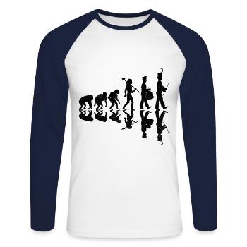 Marching Band Evolution Lustige Marschinstrumente - Unisex Baseballshirt langarm - Weiß/Navy - Vorne - Nik (191cm)