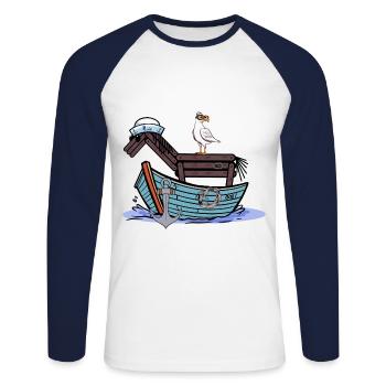 Horse Sailor Adventure Travel Boat Child Kids - Unisex Long Sleeve Baseball T-Shirt - white/navy - Front - Nik (191cm)