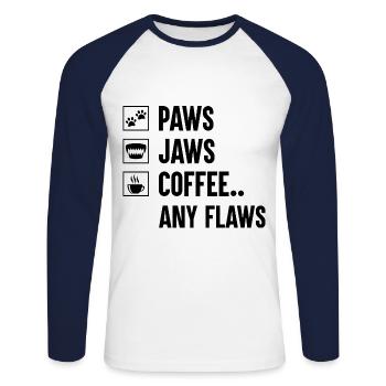 Pfoten Kiefer Kaffee Alle Fehler Koffein Liebhaber Boxershorts - Unisex Baseballshirt langarm - Weiß/Navy - Vorne - Nik (191cm)