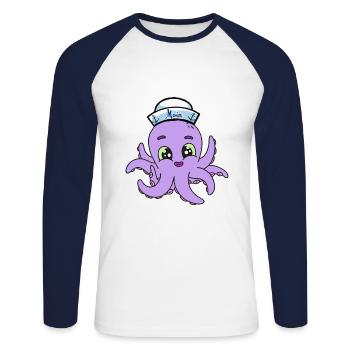 Octopus Octopus Maritime Fish Pisces Kids Baby - Unisex Long Sleeve Baseball T-Shirt - white/navy - Front - Nik (191cm)