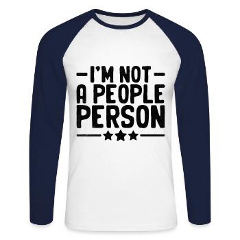 Ich bin kein geselliger Mensch: Sprüche für Introvertierte - Unisex Baseballshirt langarm - Weiß/Navy - Vorne - Nik (191cm)