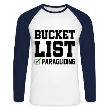 Bucket List Paragliding Parachute Paraglider Skydi - Unisex Baseballshirt langarm - Weiß/Navy - Vorne - Nik (191cm)