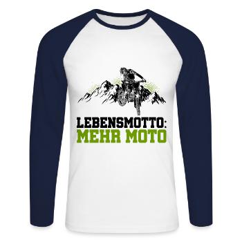 Lebensmotto Mehr Moto Enduro Motocross Motorrad Bi - Unisex Baseballshirt langarm - Weiß/Navy - Vorne - Nik (191cm)