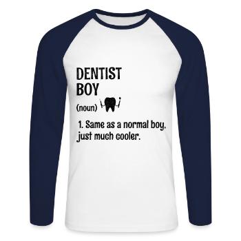 Dentist Boy Definition Dental Dentistry Tooth Dent - Unisex Long Sleeve Baseball T-Shirt - white/navy - Front - Nik (191cm)