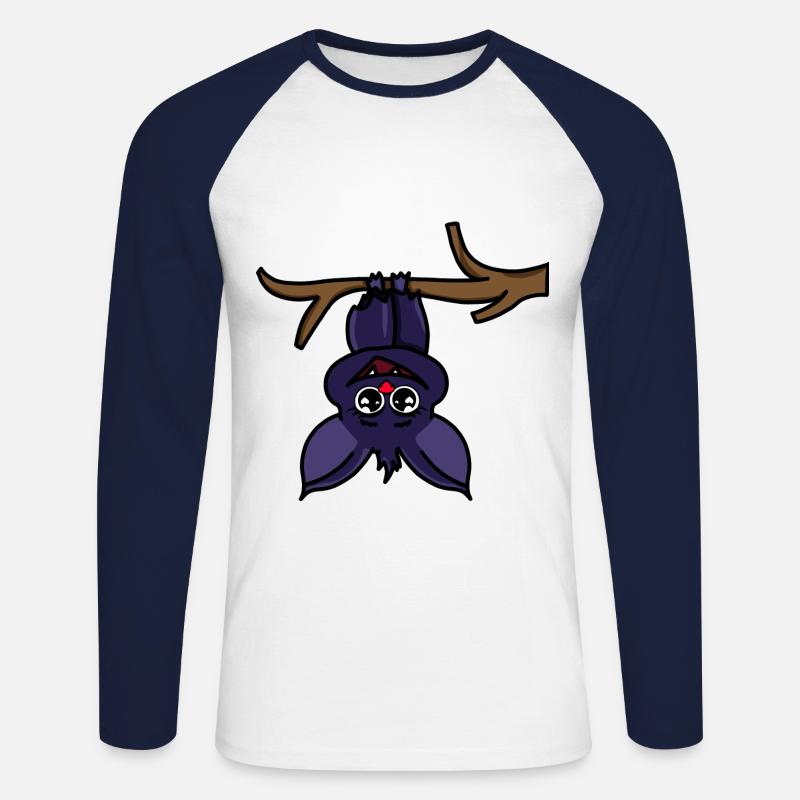 Fledermaus - Unisex Baseballshirt langarm - Weiß/Navy