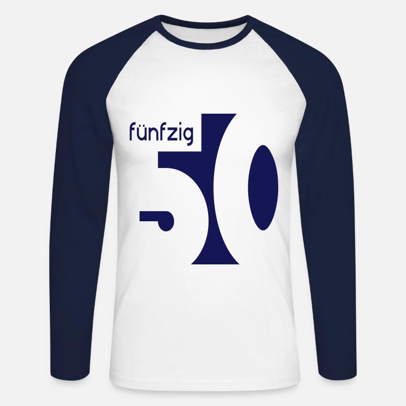 50. Geburtstag - Unisex Baseballshirt langarm - Weiß/Navy