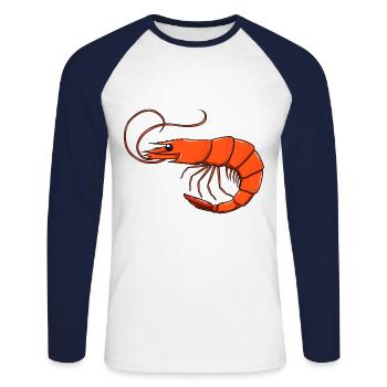Shrimp Jitsu Arts martiaux mixtes - T-shirt baseball manches longues Homme - blanc/marine - Devant - Nik (191cm)
