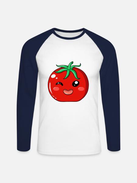 Tomato Ketchup Paradeiser Vegetable Funny - Unisex Long Sleeve Baseball T-Shirt - white/navy