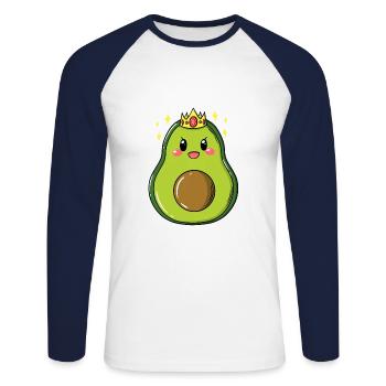 Avocado Queen Guacamole Guac Vegan - Unisex Baseballshirt langarm - Weiß/Navy - Vorne - Nik (191cm)