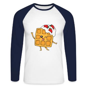 Waffle pancakes pancakes pancakes Sweet - Unisex Long Sleeve Baseball T-Shirt - white/navy - Front - Nik (191cm)