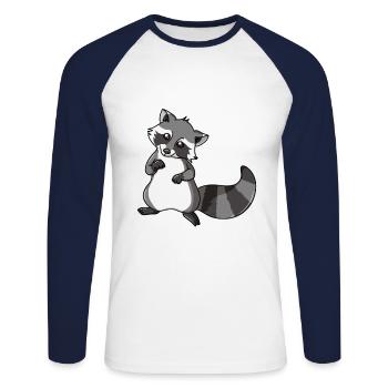 Raton laveur Doux petit ours ours cadeau animal d'amour - T-shirt baseball manches longues Homme - blanc/marine - Devant - Nik (191cm)