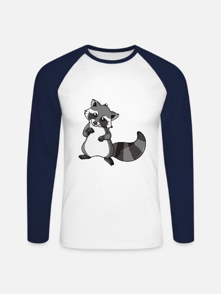 Waschbär Süßer Kleinbär Bär Tierliebe Geschenk - Unisex Baseballshirt langarm - Weiß/Navy