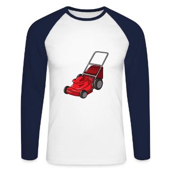 Lawn Mowing Lawn Mower Garden Gardener Lawn Tractor - Unisex Long Sleeve Baseball T-Shirt - white/navy - Front - Nik (191cm)