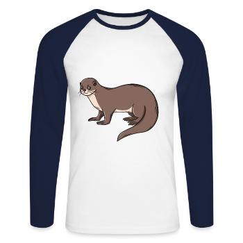 Otter Wassermarder Fischotter Zwergotter Geschenk - Unisex Baseballshirt langarm - Weiß/Navy - Vorne - Nik (191cm)