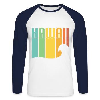 Hawaii Surf - T-shirt baseball manches longues Homme - blanc/marine - Devant - Nik (191cm)
