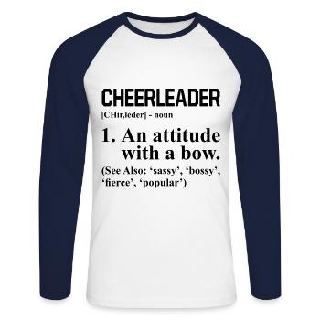 Cheerleader Noun Defintion Cheerleading Cheerdance - Unisex Baseballshirt langarm - Weiß/Navy - Vorne - Nik (191cm)