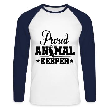 Proud Animal Keeper Animal Lover Zoo Keeper Zoolog - Unisex Baseballshirt langarm - Weiß/Navy - Vorne - Nik (191cm)