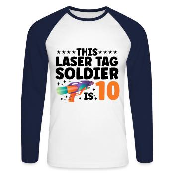 Laser Tag Squad Graphic Lasertag Player Lasertag P - Unisex Baseballshirt langarm - Weiß/Navy - Vorne - Nik (191cm)