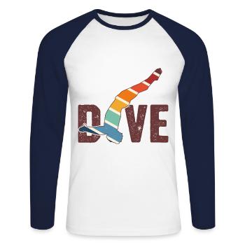 Retro Graphic Cliff Diver Cliff Diving Tombstoning - Unisex Long Sleeve Baseball T-Shirt - white/navy - Front - Nik (191cm)
