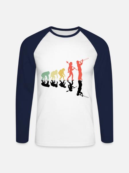 Posaunist Posaunist Evolution Marching Band - Unisex Baseballshirt langarm - Weiß/Navy
