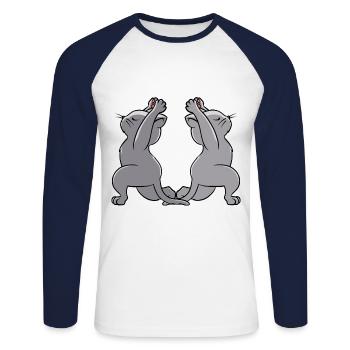 Yoga Cats Yogi Cat - Unisex Long Sleeve Baseball T-Shirt - white/navy - Front - Nik (191cm)