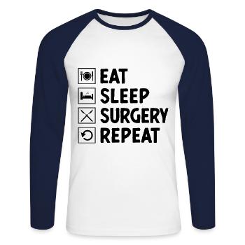 Essen Schlafchirurgie Wiederholen Sie Chirurg Chirurgische Chirurgie - Unisex Baseballshirt langarm - Weiß/Navy - Vorne - Nik (191cm)