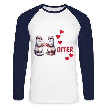 Otter half liebe geschenk - Unisex Baseballshirt langarm - Weiß/Navy - Vorne - Nik (191cm)