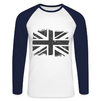 Union Jack Black White Vintage - Unisex Long Sleeve Baseball T-Shirt - white/navy - Front - Nik (191cm)