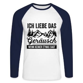 Wandern Ich Liebe Das Geräusch Wenn Keiner Etwas S - Unisex Baseballshirt langarm - Weiß/Navy - Vorne - Nik (191cm)