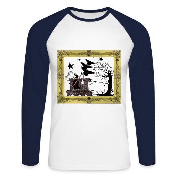 Horror Mittelalter Burg Festung Sensenmann Tod - Unisex Baseballshirt langarm - Weiß/Navy - Vorne - Nik (191cm)