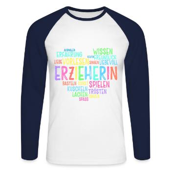 Retro Grafik Kindertagesstätte Babysitter Kindergä - Unisex Baseballshirt langarm - Weiß/Navy - Vorne - Nik (191cm)