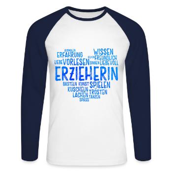 Retro Grafik Kindertagesstätte Babysitter Kindergä - Unisex Baseballshirt langarm - Weiß/Navy - Vorne - Nik (191cm)