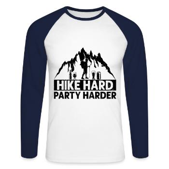 Randonnée Randonnée en plein air Alpinisme Trekking Natur - T-shirt baseball manches longues Homme - blanc/marine - Devant - Nik (191cm)