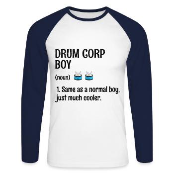 Drum Corps Marching Band Drum Corp Boy Music Percu - T-shirt baseball manches longues Homme - blanc/marine - Devant - Nik (191cm)