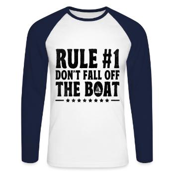 Regel # Fallen Sie nicht vom Boot Paddelboot - Unisex Baseballshirt langarm - Weiß/Navy - Vorne - Nik (191cm)