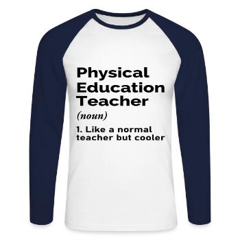 Physical Education Teacher Definition Teaching - Unisex Baseballshirt langarm - Weiß/Navy - Vorne - Nik (191cm)