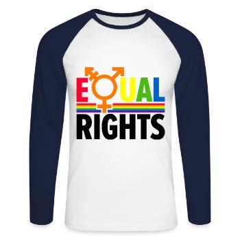 Equal Rights Gay Pride Rainbow Bisexual Love Lgbtq - Unisex Baseballshirt langarm - Weiß/Navy - Vorne - Nik (191cm)