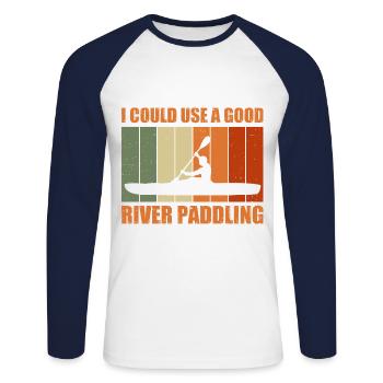 I Could Use A Good Paddling Canoe Rowing Paddling - Unisex Baseballshirt langarm - Weiß/Navy - Vorne - Nik (191cm)