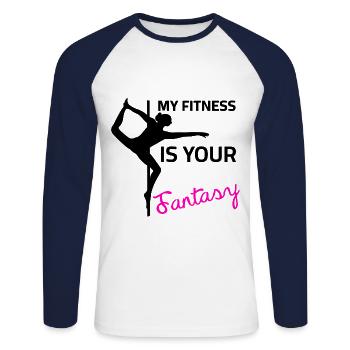 Dictons de pole dance dansante - Votre fantaisie - T-shirt baseball manches longues Homme - blanc/marine - Devant - Nik (191cm)