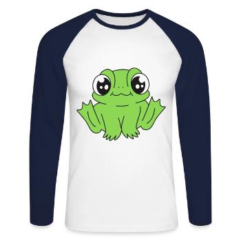 Enfants Enfant Grenouille Bébé Crapaud Grenouilles - T-shirt baseball manches longues Homme - blanc/marine - Devant - Nik (191cm)